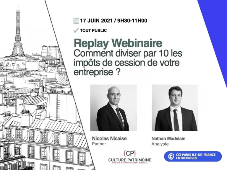 replay du webinaire : Comment diviser par 10 les impôts de cession de votre entreprise ?
