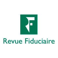 Logo carré vert avec les lettres stylisées blanches R et F fusionnées, au-dessus des mots Revue Fiduciaire en texte vert sur fond blanc.